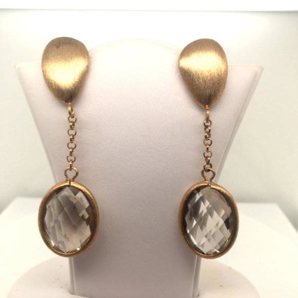 Smokey Topaz 14KT Gold 925 Dangle Earrings